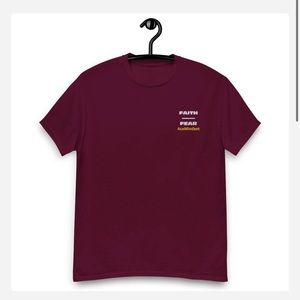 All sizes custom t shirt and apparel. Faith over fear